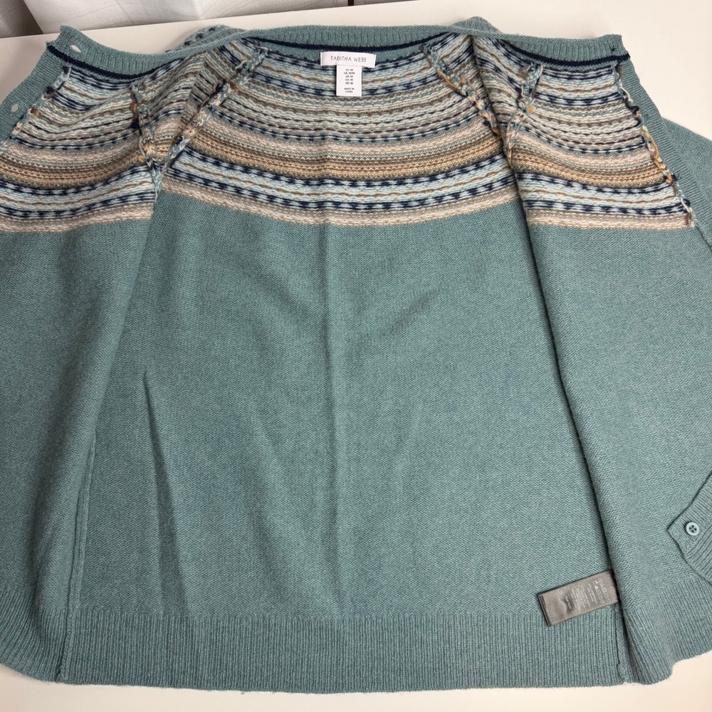 Tabitha Webb Lambswool Blend Fair Isle Nordic Cardigan Sweater Womens Medium - Picture 9 of 12